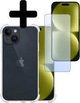 Hoesje Geschikt voor iPhone 15 Hoesje Shockproof Case Siliconen Met Screenprotector - Hoes Geschikt voor iPhone 15 Hoes Cover Siliconen - Transparant