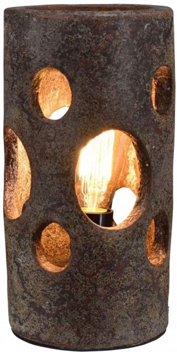 Ronde tafellamp Olivier vintage | 1 lichts | beige / creme | keramiek | Ø 15 cm | 30 cm hoog | modern design