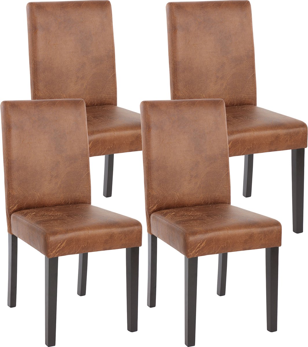 Cosmo Casa Eetkamerstoelen - Stijlvolle Zitmeubelen - Duurzaam Kunstleer - Hardhouten Poten - Set van 4 Bruin