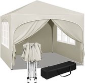 BukkitBow - Partytent met Zijwanden en Ronde Rand – Opvouwbare Tent – Waterdicht en Weersbestendig – Tuinpaviljoen - 300 x 300 cm – Wit