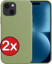 Hoesje Geschikt voor iPhone 15 Hoesje Siliconen Case Hoes - Hoes Geschikt voor iPhone 15 Hoes Cover Case - Groen - 2 PACK