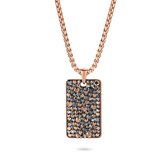 Magnetox X Kingka - Brillo Glamour Dog Tag - Halsketting - Roségoud Roségoud En Grijze Steen - Roestvrij Staal – Dames - 60 + 5cm