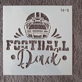 Hobby stencil, sjabloon, herbruikbaar, kaarten maken, scrapbooking, decoreren, 15x15 cm, football dad