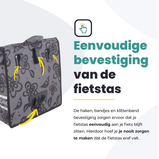 Voltano Voorgevormde Enkele Fietstas Floral Fusion - Pakaftas Grijs - 100% Waterdicht - Vrolijke Fietstas van Voltano — afbeelding 5