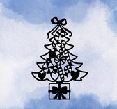 Djemzy - muurdecoratie woonkamer - wanddecoratie - hout - zwart - kerstboom met cadeau en snoepjes MDF 6 mm