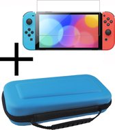 Hoesje Geschikt voor Nintendo Switch Case Hoes Hard Cover Met Screenprotector - Hoes Geschikt voor Nintendo Switch Hoes - Blauw