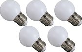 Set 5 stuks warm witte led lampen - 1W - E27 - Melkwitte kap - ideaal voor E27 lichtslingers