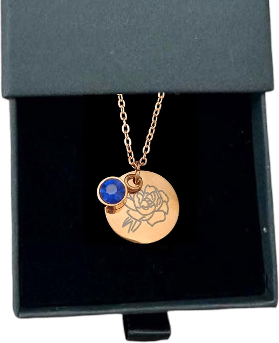 Goedkoopste Rosey’s® - Geboortesteenketting september - Geboortesteenketting - geboortesteen september - rose gold - geboortesteen - birth stone - Sint cadeau vrouw - Kerstcadeau vrouw - babyshower - kraamcadeau - moederdag – geboortesteen ketting September
