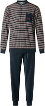 Gentlemen - Badstof Heren pyjama - Blauw Gestreept - Maat XXL