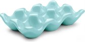 Eierdopjes - Blauw - 6 eieren - Keramiek - Hoogwaardige Kwaliteit - Eierhouder