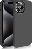 Zwart Hoesje Geschikt Voor iPhone 15 Pro Hoesje - Zwarte Siliconen hoesje - TPU Back Cover Hoes - Zwart