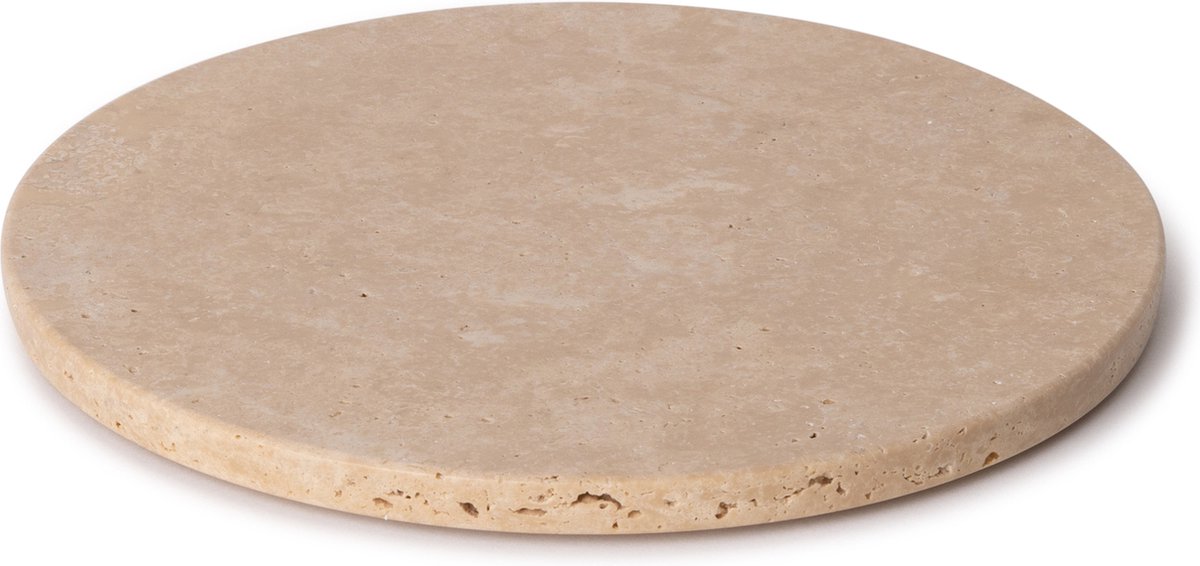 MOOISA - Dienblad rond - Travertine Ø20cm - rond marmer dienblad - vierkant marmer dienblad - decoratie schaal - tapasplank - serveerplank