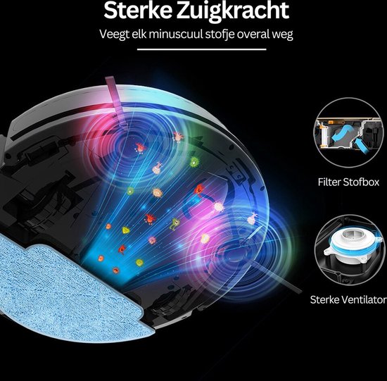 Heevey Robotstofzuiger Met Dweilfunctie - Slimme Navigatie Automatisch Oplaadstation Dweilrobot Robotstofzuiger Huisdieren Inclusief App Afstandsbediening Heevey Robotstofzuiger Met Dweilfunctie - Slimme Navigatie Automatisch Oplaadstation Dweilrobot Robotstofzuiger Huisdieren Inclusief App Afstandsbediening