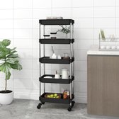 Bol.com The Living Store Trolley Opbergwagen - 42 x 29 x 128 cm - Zwart - Sterke ABS-Kunststof aanbieding