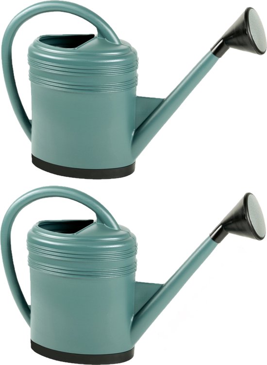 EDA Gieter - 2x stuks - grijs - kunststof - metalen broeskop - 15 liter - Gieters voor buiten
