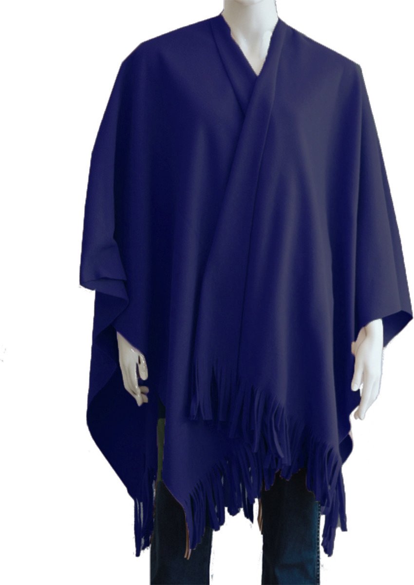 Luxe omslagdoek/poncho - paars - 180 x 140 cm - fleece - Dameskleding accessoires