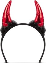 Halloween Horror Duivel Haarband - Oortjes / Hoorns van Duivel - Rood / Zwart voor Volwassenen of Kind - Diadeem Halloween Verkleed Accessoires