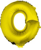 Gouden opblaas letter ballon O op stokje 41 cm