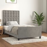 The Living Store Bedframe - Fluweel - Verstelbare Hoogte - Ondersteunende Poten - Multiplex Lattenbodem - Comfortabele Ondersteuning