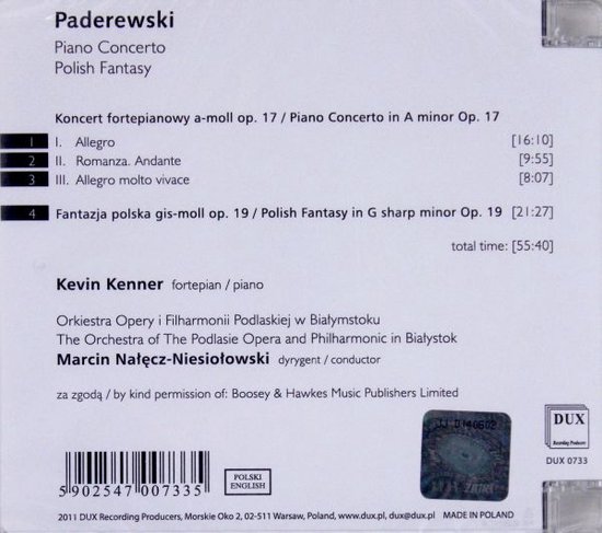 Paderewski: Piano Cto, Plish Fantasy