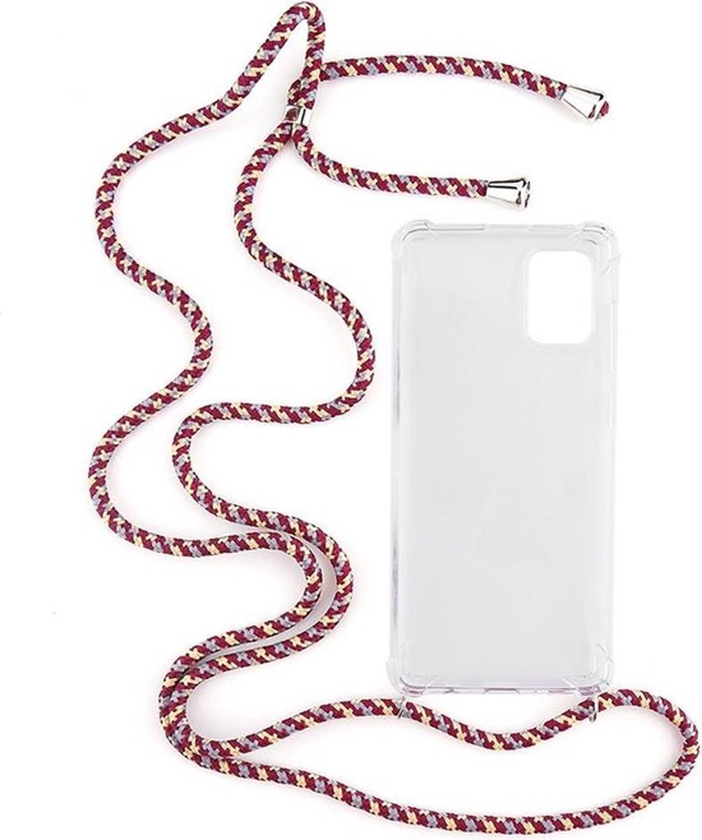 Shop4 - Geschikt voor Samsung Galaxy A71 Hoesje - Zachte Back Case met Koord Multi Rood