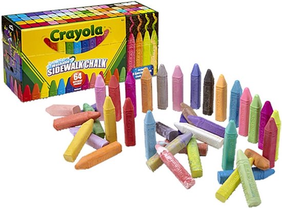 Crayola - Stoepkrijt - 64 Stuks Intense Kleuren - Gemakkelijk Te Wassen