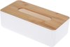 Storage Solutions Tissuedoos/box - rechthoekig - kunststof - bovenkant bamboe - 26 x 13 cm