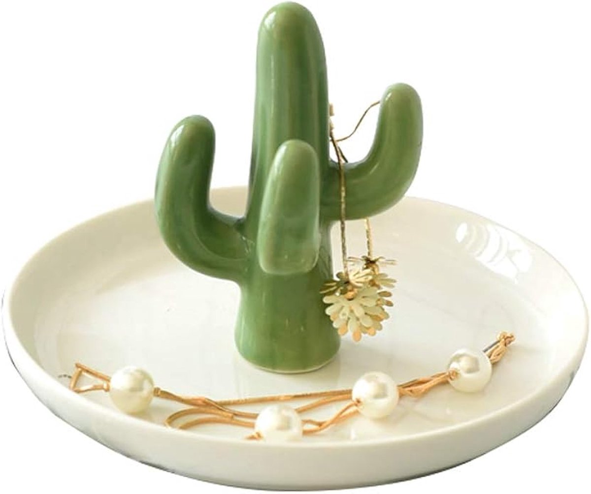 Cactus Ringhouder Schotel voor Sieraden, Keramische Succulent Sieradenbakje Organizer Display voor Home Decor en Verjaardag Bruiloft Housewarming Cadeaus voor moeder, vrienden, vriendin