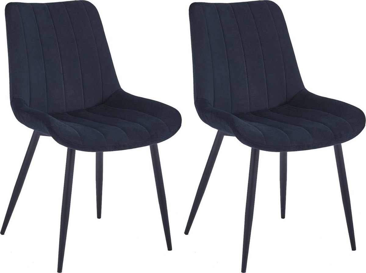 Colenis Verta Eetkamerstoel - Set Van 2 - Zwart - Velvet - Industrieel