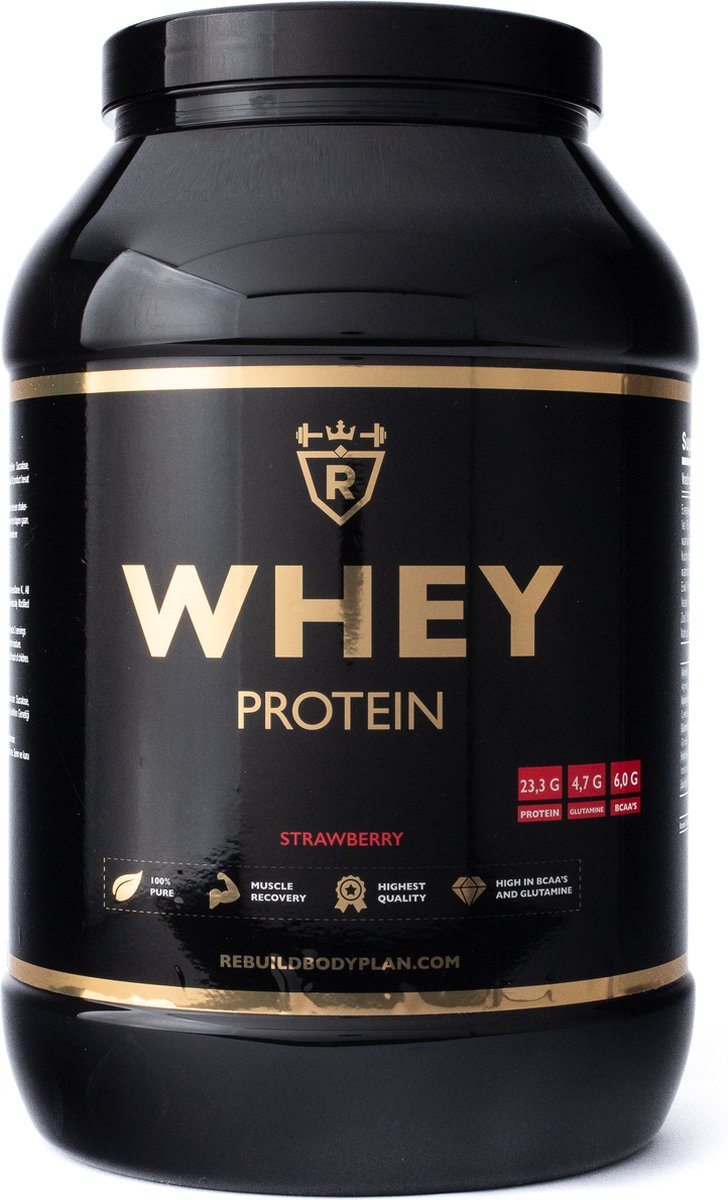 Goedkoopste Rebuild Nutrition Whey Proteïne - Aardbei smaak - Whey Protein - Proteïne Poeder - Hoogwaardige Eiwitpoeder - 80 Eiwitshakes - 2000 gram