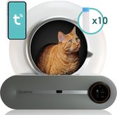 Velaryon Zelfreinigende kattenbak - Incl. 150 opvangzakjes - 65L inhoud - Automatische kattenbak - Incl. App & Led touch - Geschikt voor grote katten