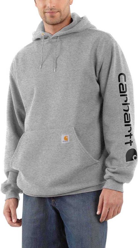 Carhartt Sleeve Logo Hooded Sweatshirt Heather Grey/Black-S