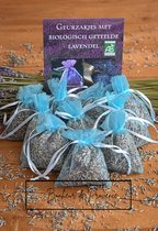 Bonheur de Provence - Geurzakjes lavendel - Biologische lavendel - 10 lichtblauwe organza zakjes - 6 gram per zakje