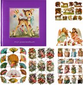 Album de poésie - 16x16 - S2 - Violet - Cerf aux papillons - avec 5 feuilles d'images de poésie