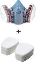 Rekx® | Demi-masque | 10 filtres à air interchangeables | Masque à gaz | Réutilisable | Série 7000