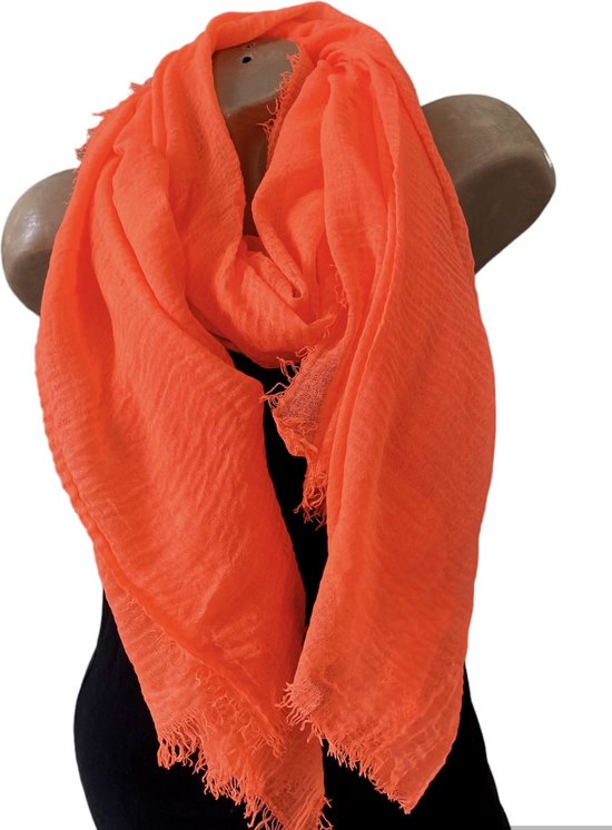 Dames sjaal effen 75# Fluoresent light orange
