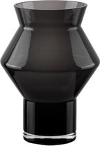 Design vaas - zwart - grijs - uniek model - design item - woonaccessoires - eye catcher - interieuraccessoires - glazen vaas - 23cm hoog - bloemenvaas - vaas glas - vaas - zwarte vaas - 17x17x23cm