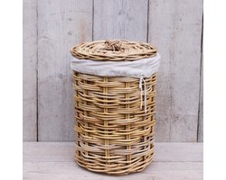 Migo Styling - Kleine mand rond - Met binnenzak - Naturel - Rotan - Riet - Dia 28 cm - Toilet - Badkamer