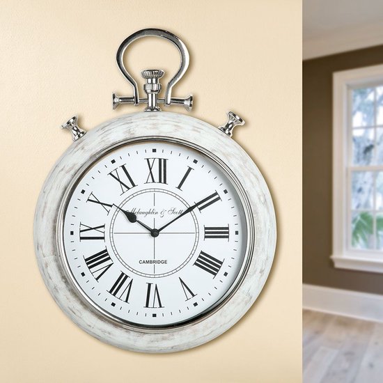 Horloge murale Bocino bois blanc 50 cm de haut diamètre 36 cm
