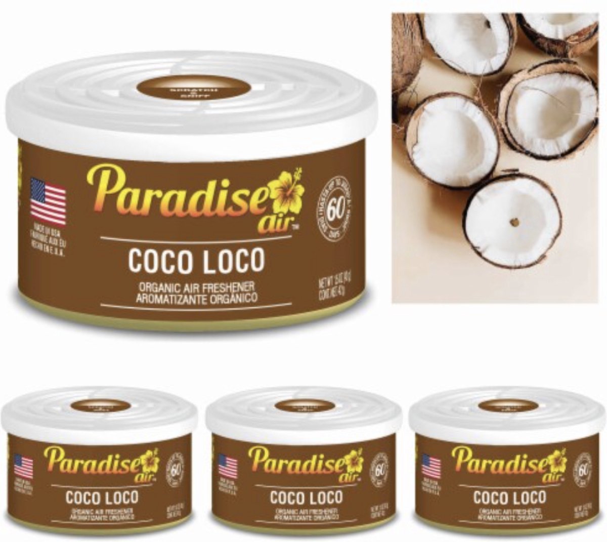 4 x Paradise air organic air freshener Coco Loco