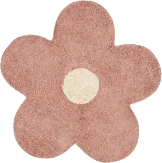 Tapis Prénatal Chambre Enfant Rond - Forme Fleur - Tapis Chambre de bébé - Rose - ø 95 cm