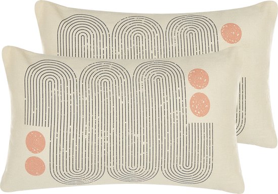 TIARELLA - Sierkussen set van 2 - Beige - 30 x 50 cm - Polyester