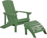 Beliani ADIRONDACK - Chaise de jardin avec repose-pieds - vert - bois artificiel