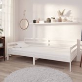 The Living Store Bedbank - Grenenhout - 204 x 98 x 70 cm - Wit - Logeerbed en Bank