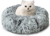 CALIYO Hondenmand Donut - Kattenmand 60 cm- Fluffy Hondenkussen - Geschikt voor honden/katten tot 40 cm - Gradiënt grijs