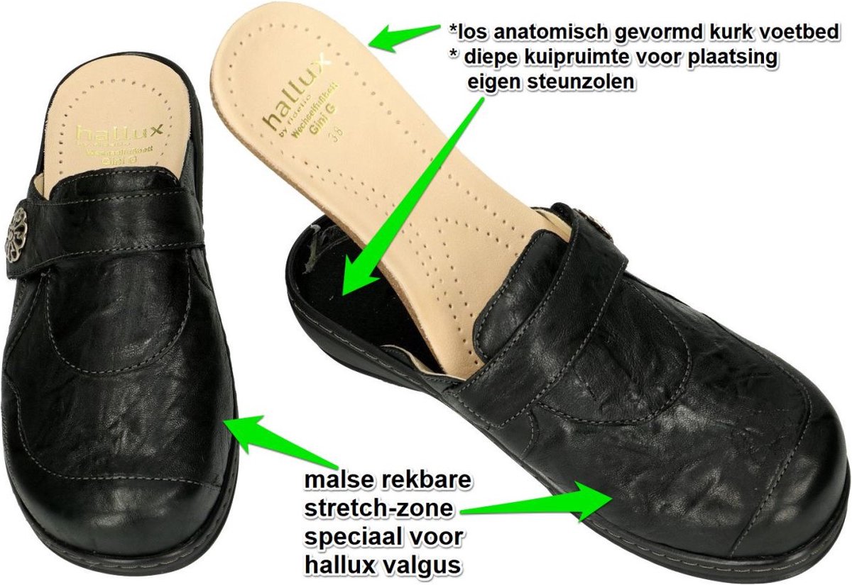 Fidelio Hallux -Dames - zwart - pantoffels - maat 35