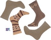 SOX superzachte warme fijne Noorse wollen sokken met Scandinavische wintertekeningen in Beige mix en effen 4 PACK 37/42