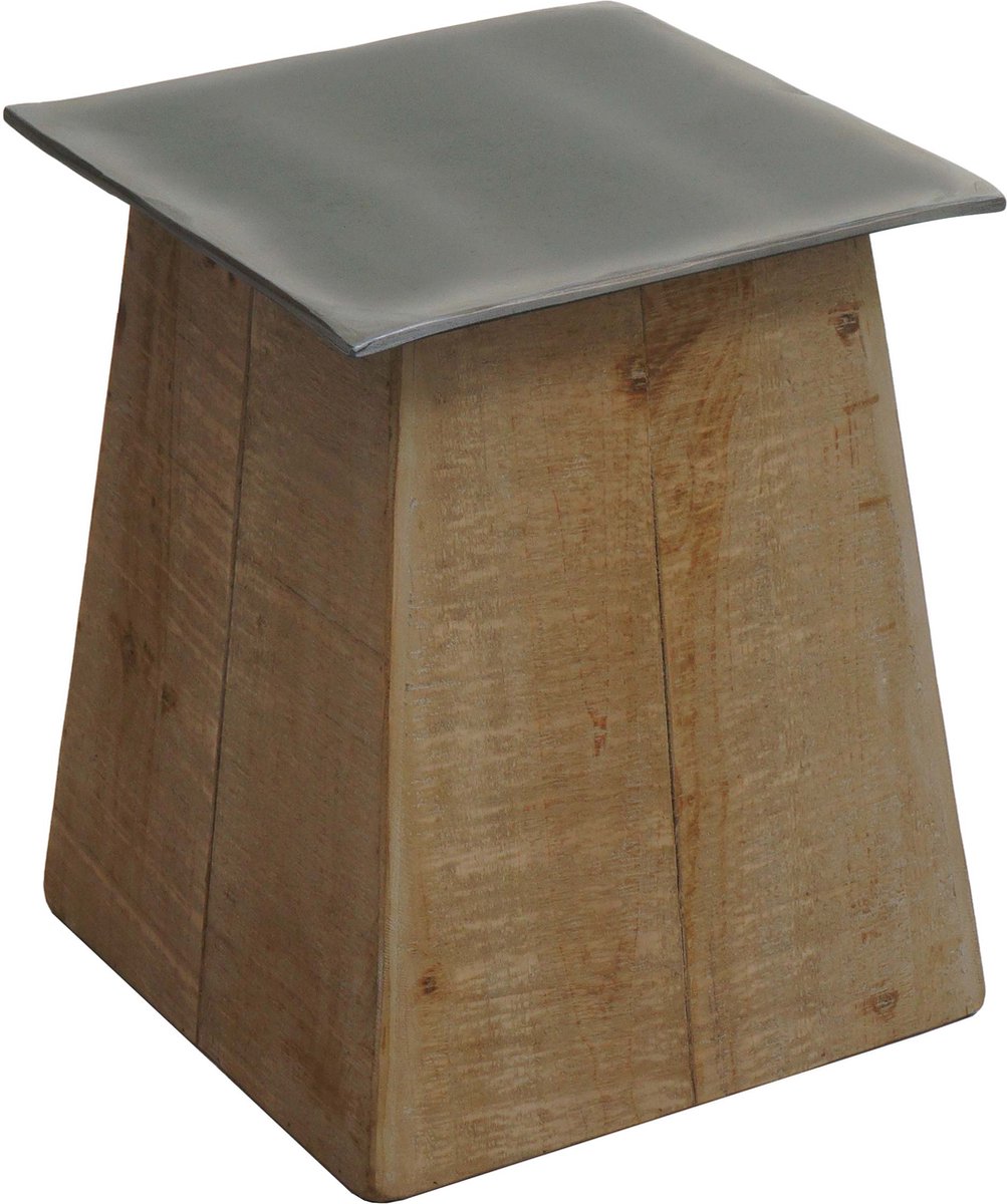MCW Bijzettafel MCW-L76b, bloementafel, industrieel massief hout MVG-gecertificeerd 45x36x36cm, naturel met metaal look Veelkleurig