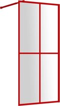 vidaXL-Inloopdouchewand-transparant-90x195-cm-ESG-glas-rood