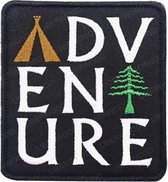 Patch - Adventure - geborduurde applicatie - embleem voor op jas - klittenband - haak en lus - 9 x 8 cm